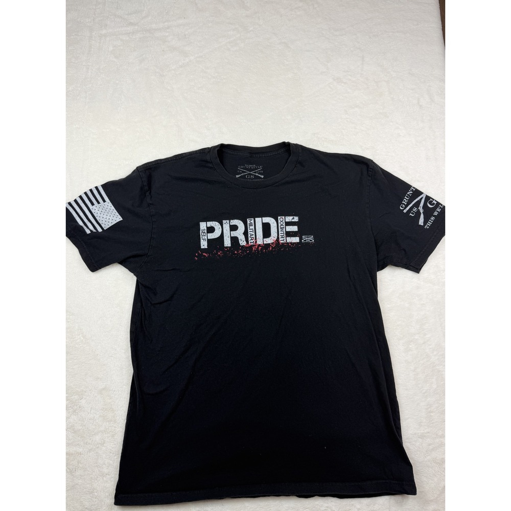 Grunt Style Pride Military Country Mens Black Graphic T-Shirt XL 100% Cotton